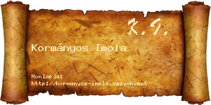 Kormányos Imola névjegykártya